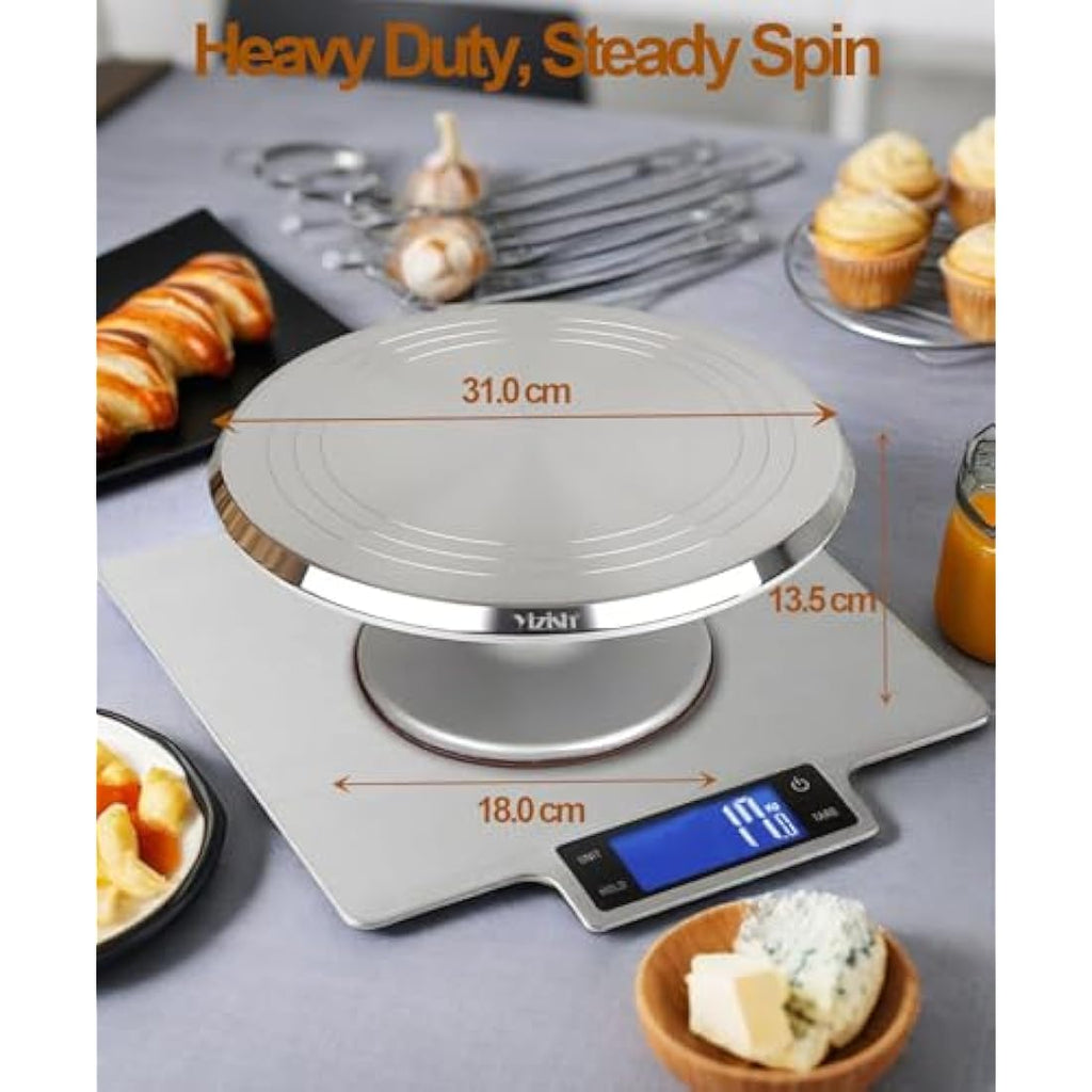 Jolof Store Aluminum Alloy Cake Turntable & 39pc Decorating Kit