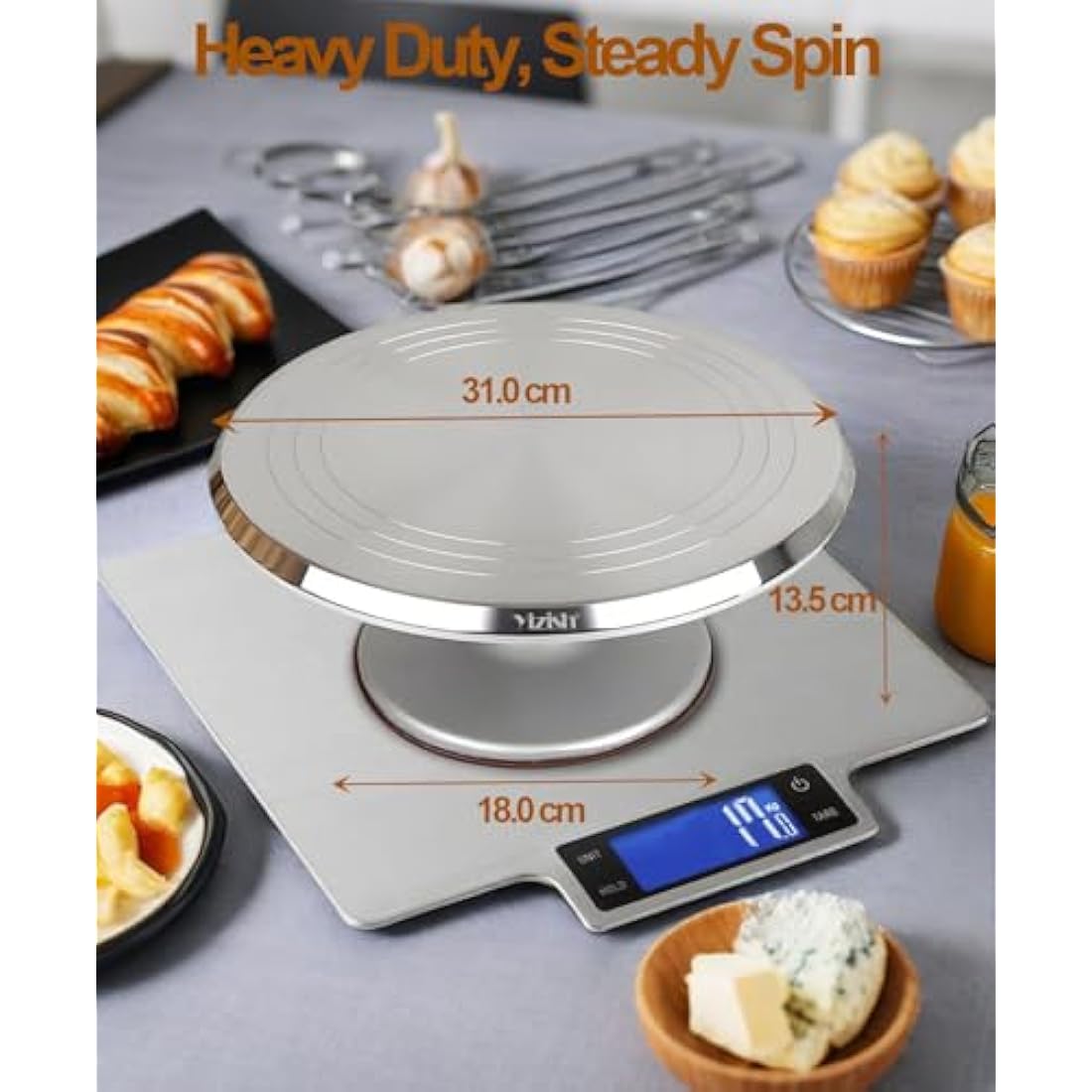 Jolof Store Aluminum Alloy Cake Turntable & 39pc Decorating Kit