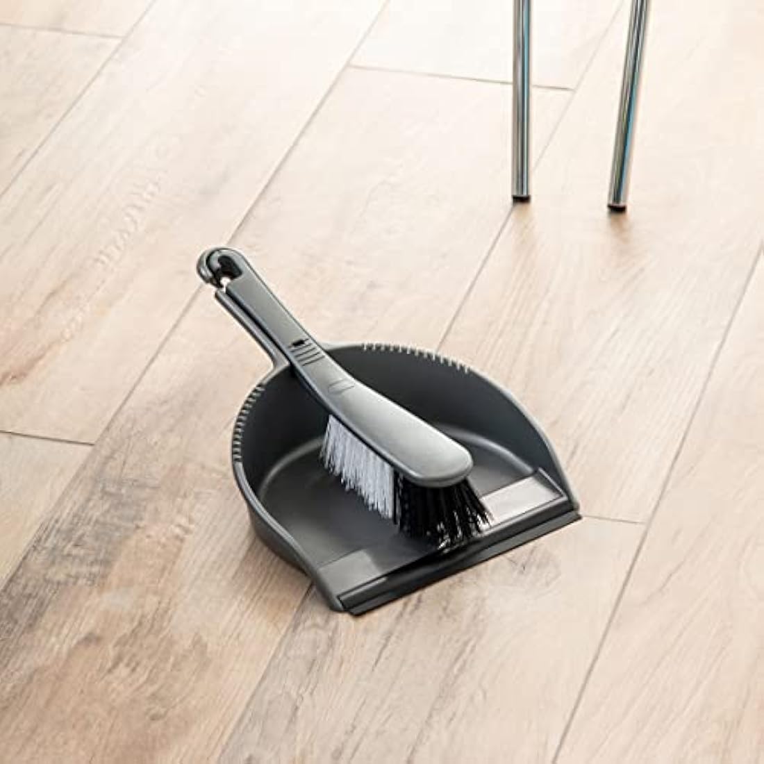 Addis Soft Dustpan and Brush Set – Metallic Heavy Duty Cleaning Tool