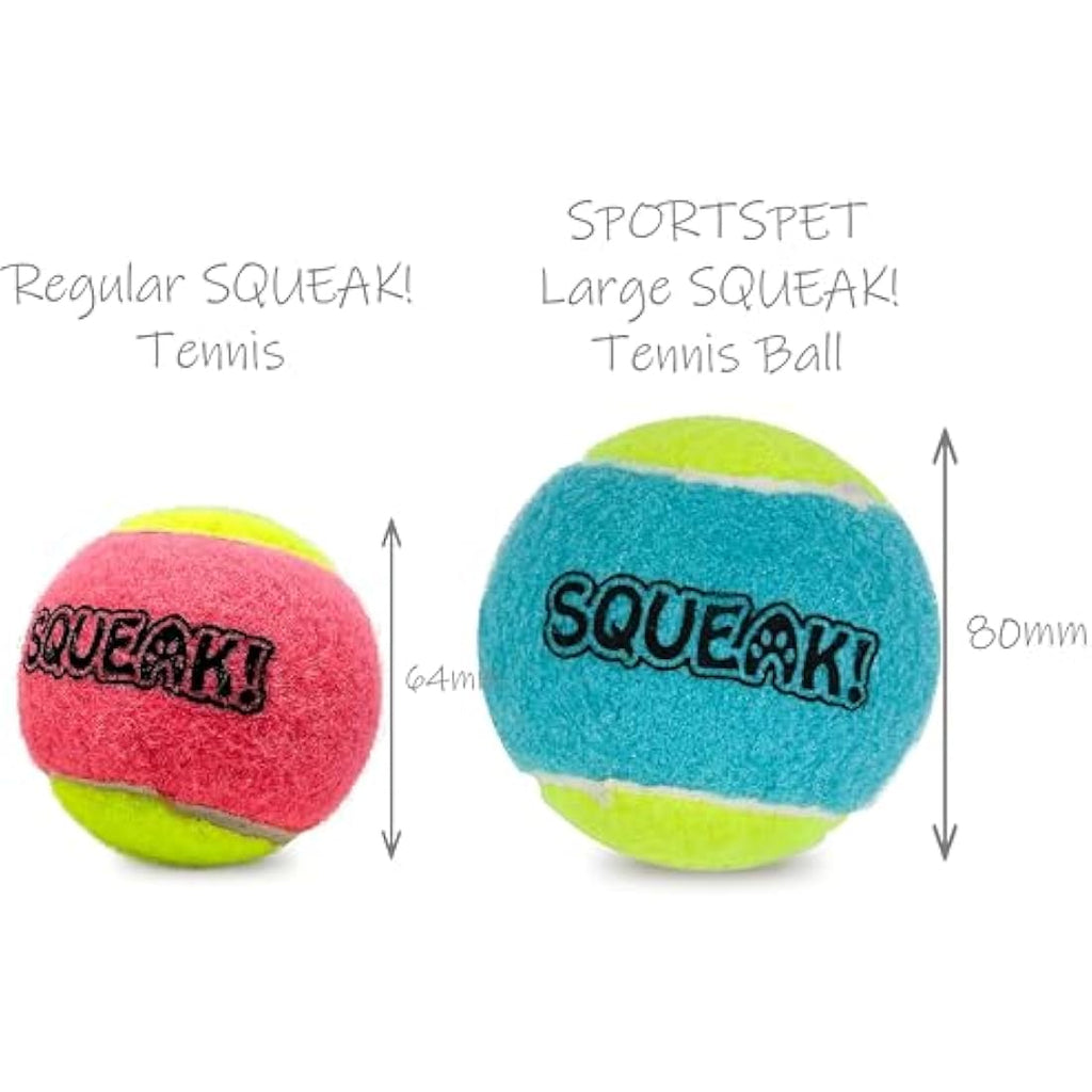 SPORTSPET Large Squeaky Tennis Balls for Dogs - 80mm Durable 8 Pack