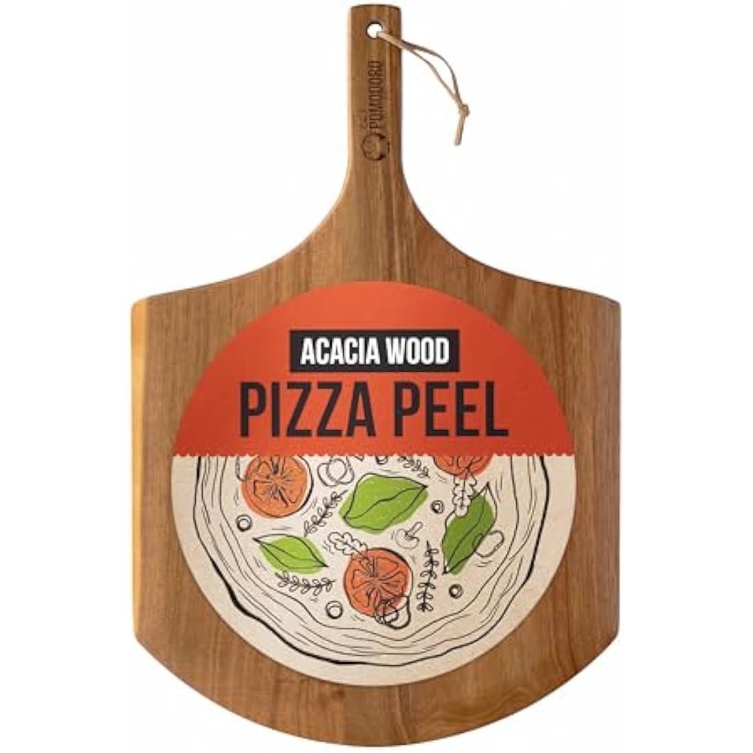 Chef Pomodoro 14-inch Acacia Wood Pizza Peel and Serving Board