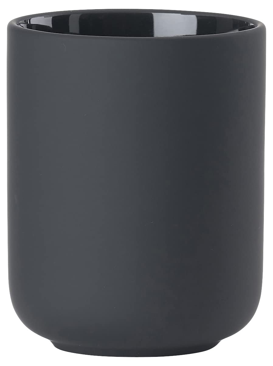 Zone Denmark Ume Toothbrush Tumbler | Ceramic Stoneware Holder - Black