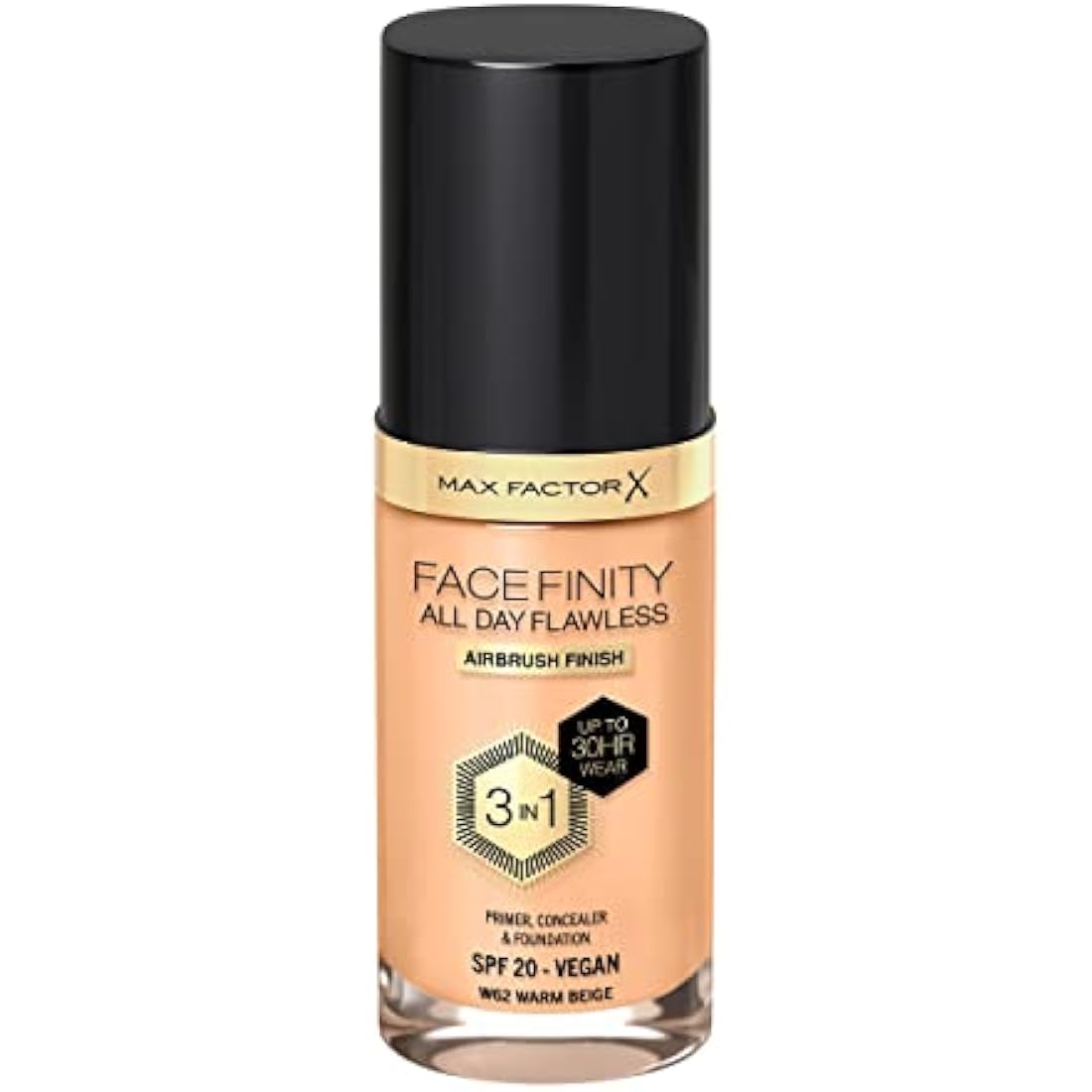 Max Factor Facefinity 3-in-1 Liquid Foundation - 62 Warm Beige, 30ml