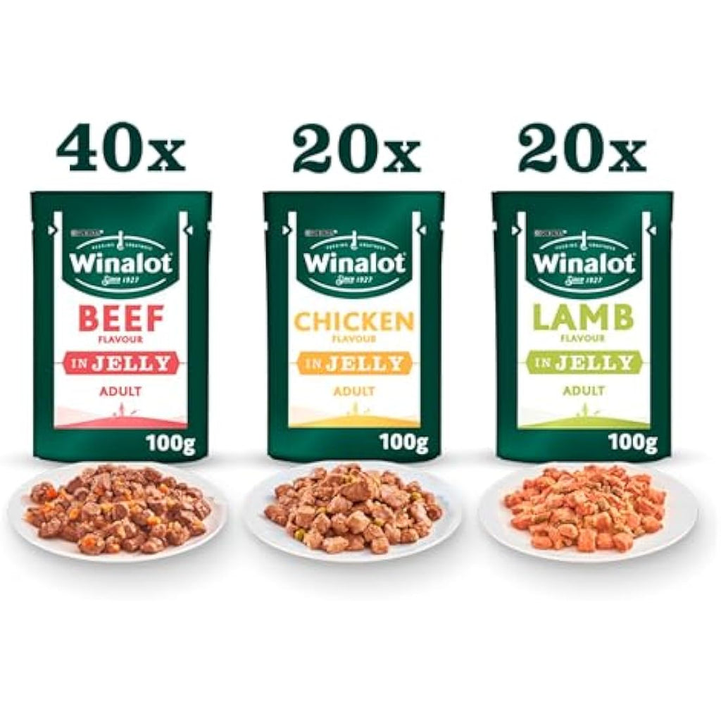 Winalot Meaty Chunks Mixed in Jelly Wet Dog Food - 80 x 100g Pouches