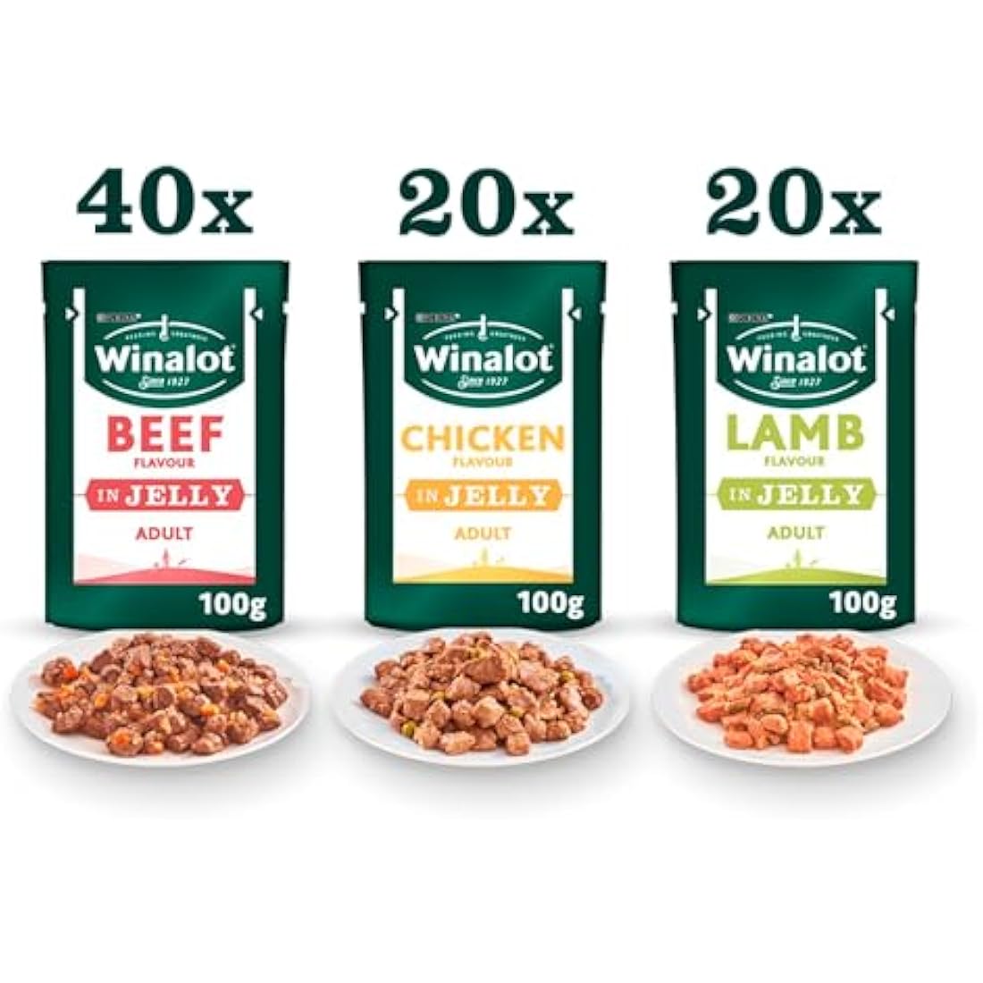 Winalot Meaty Chunks Mixed in Jelly Wet Dog Food - 80 x 100g Pouches