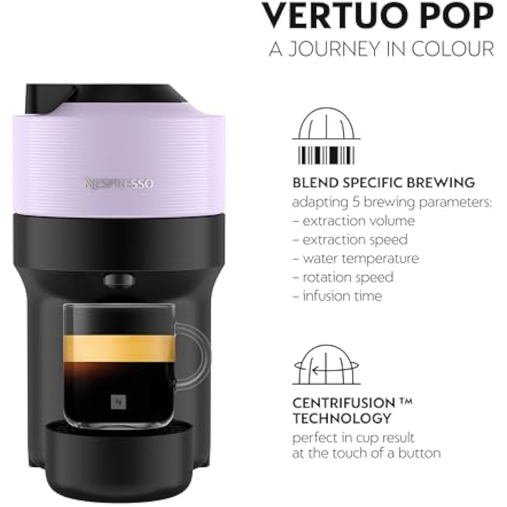 Nespresso Krups Vertuo Pop Coffee Pod Machine | Lilac | Wi-Fi Enabled