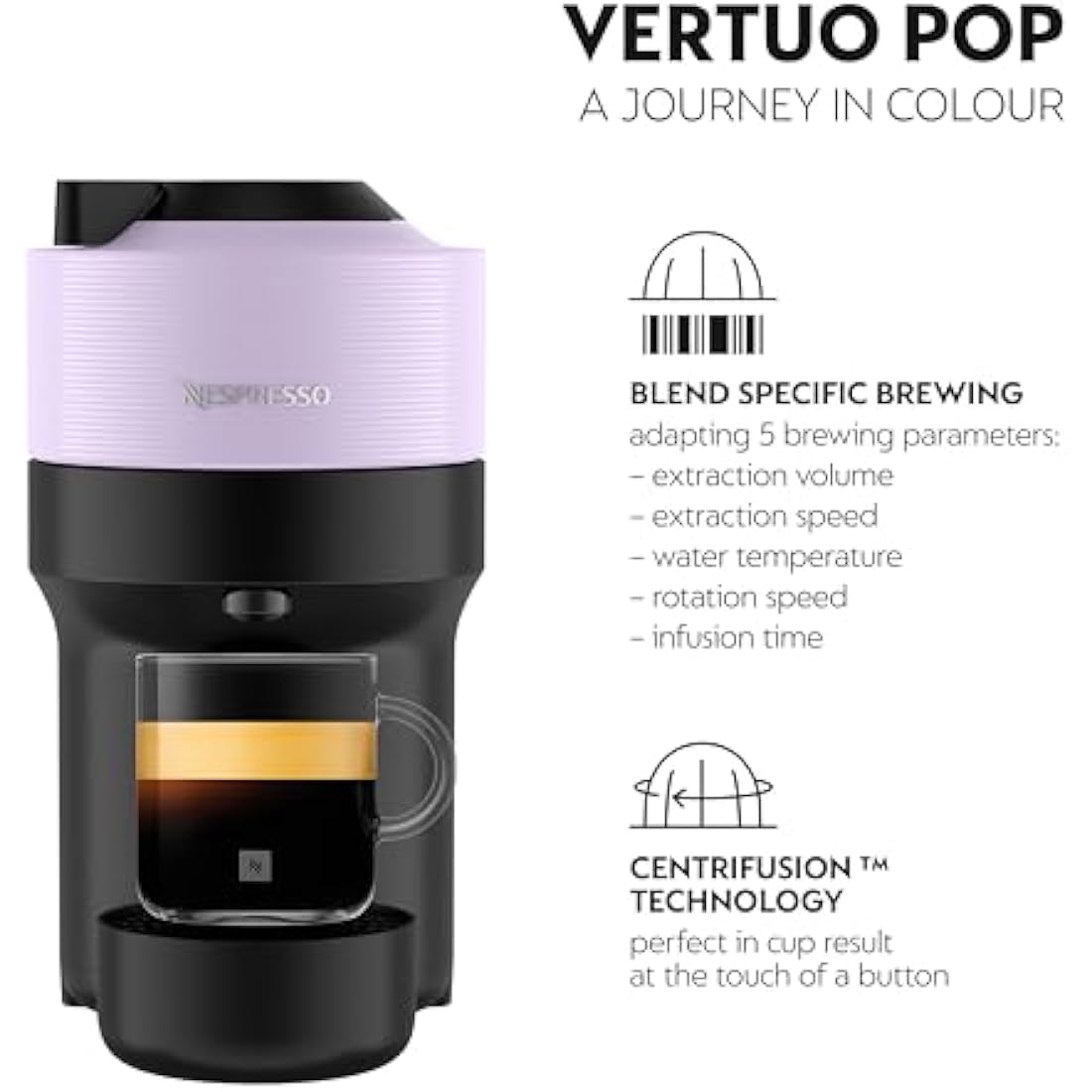 Nespresso Krups Vertuo Pop Coffee Pod Machine | Lilac | Wi-Fi Enabled