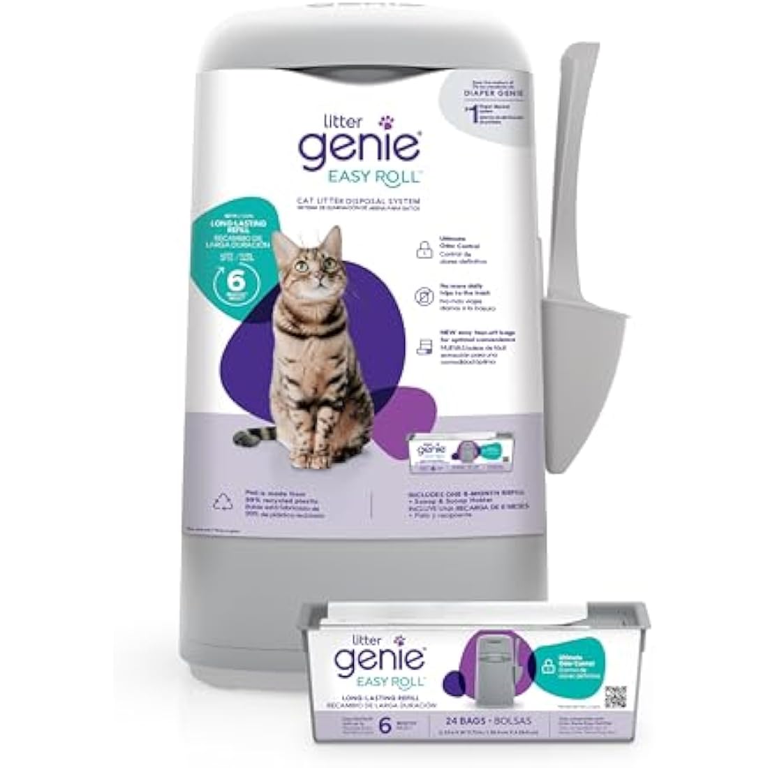 Litter Genie Easy Roll Cat Litter Disposal Bin with Odour-Locking Refill