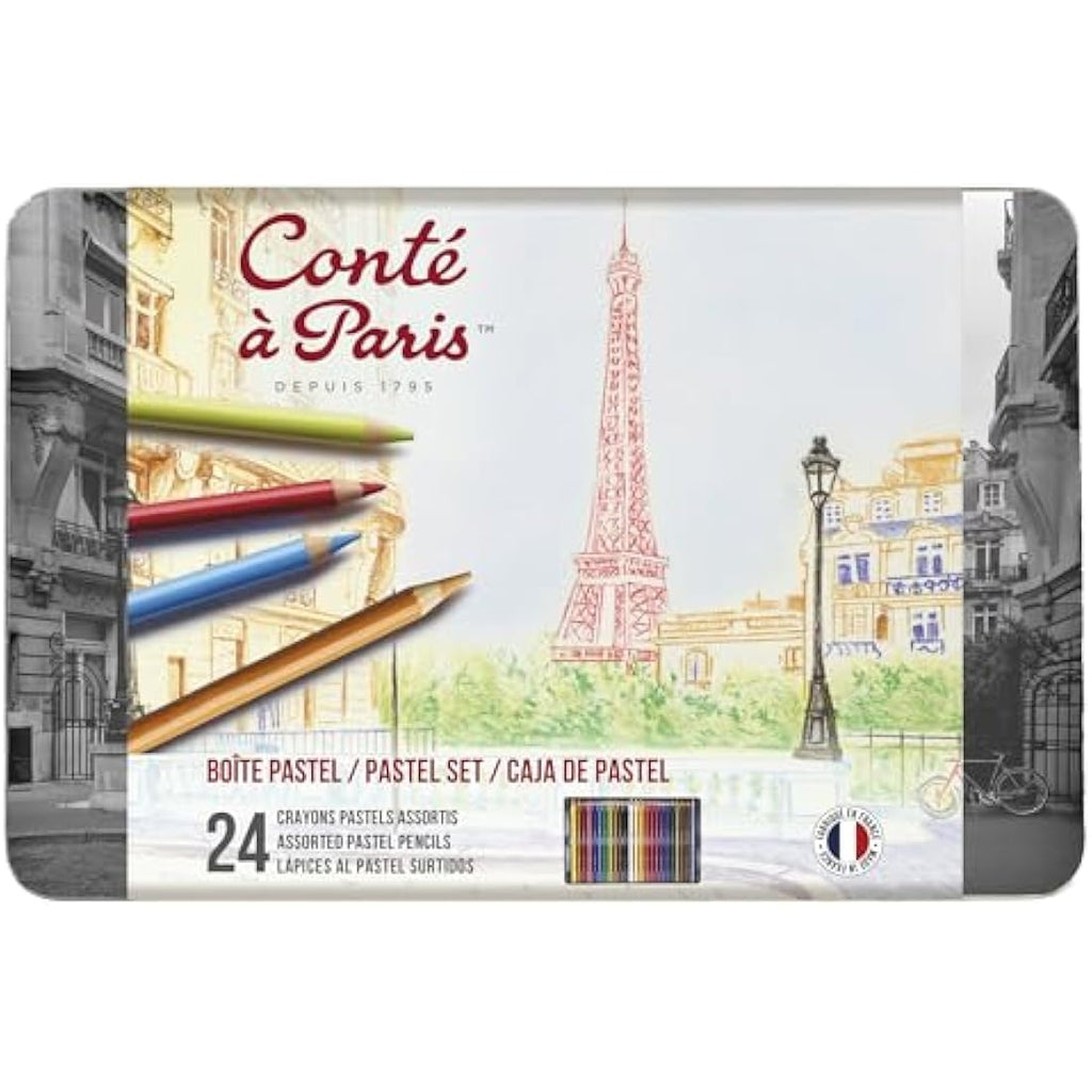 Conte a Paris Pastel Pencil Set – 24 Assorted Professional Drawing Pencils