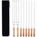 Stainless Steel BBQ Skewers with Wooden Handles - 8 PCS