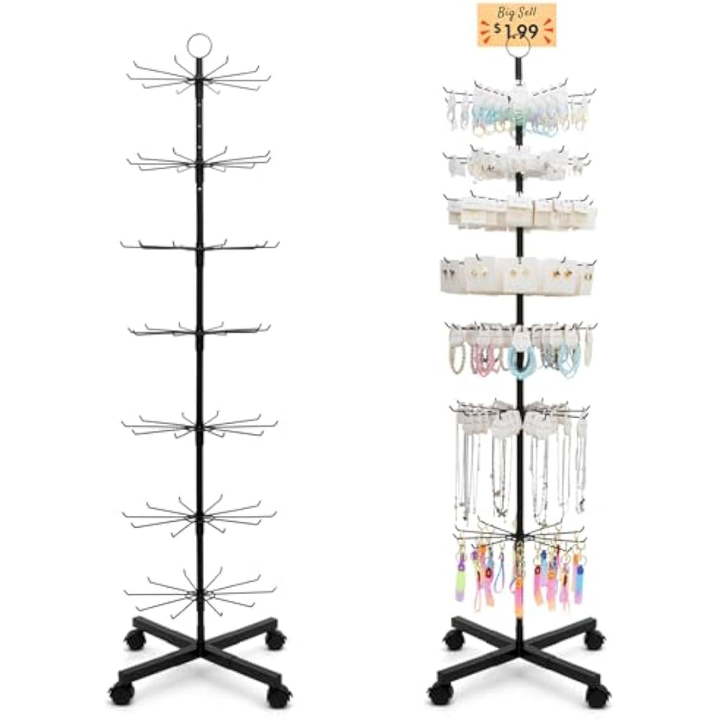 ANBOXIT 7-Tier Rotating Retail Display Rack with Wheels – Black