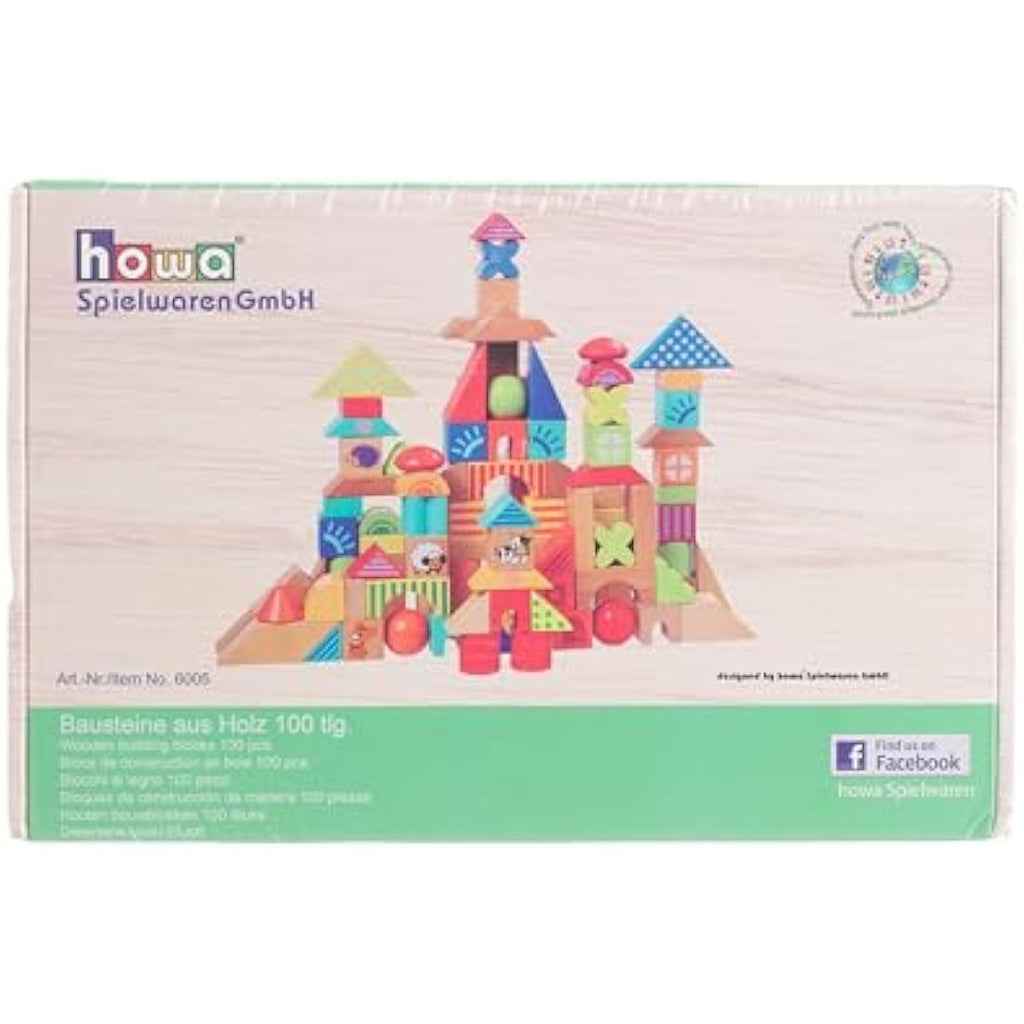 Howa 100-Piece Beech Wooden Building Blocks – Educational Toy Set
