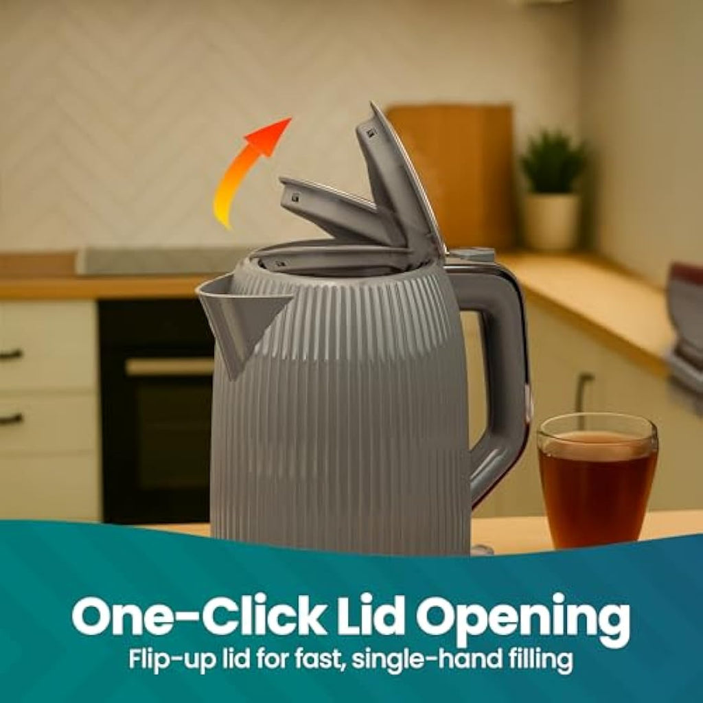 Innoteck 1.7L Electric Kettle – 3000W Fast Boil Stainless Steel, Grey
