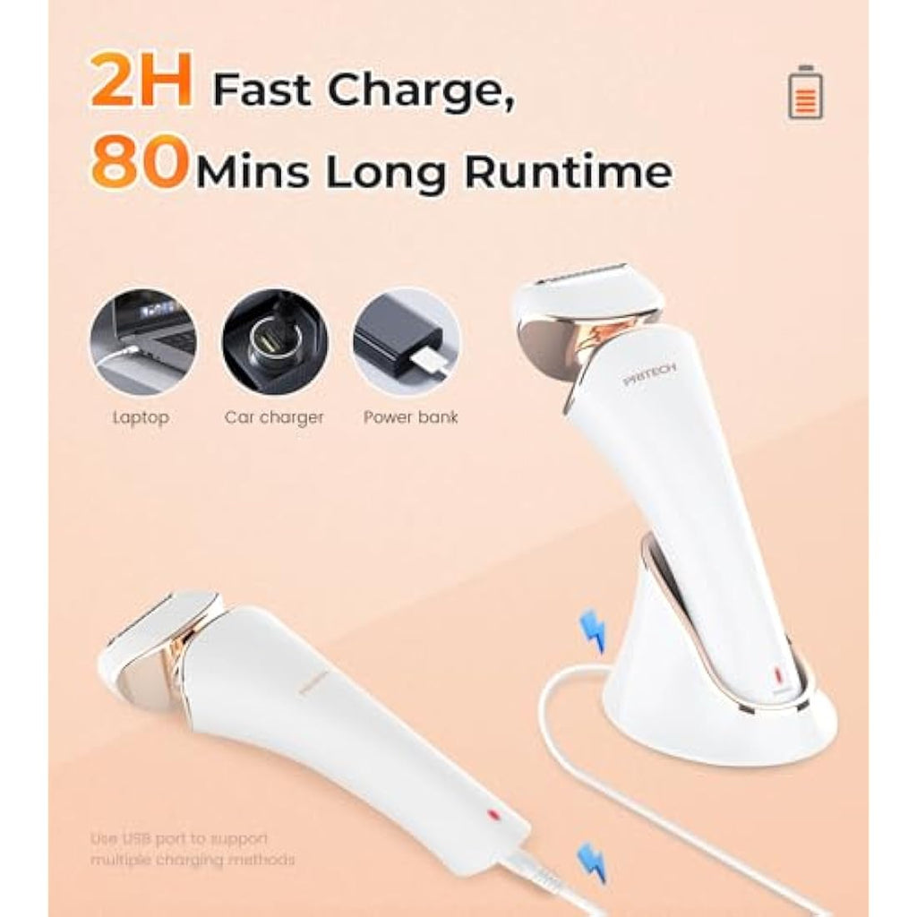 PRITECH Electric Shaver for Women – Cordless Wet & Dry Lady Razor