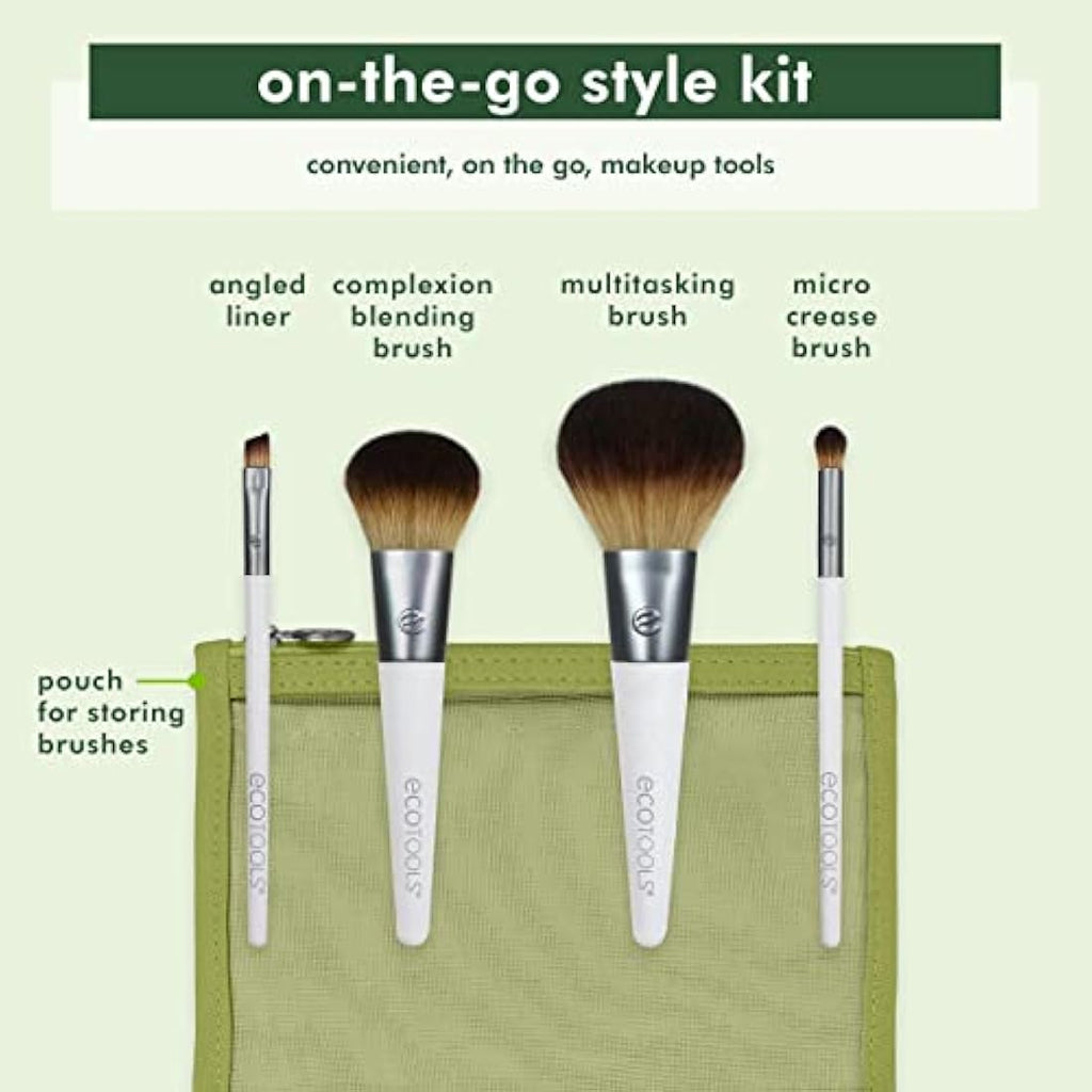 EcoTools On-The-Go Makeup Brush Kit | 5-Piece Travel Set | Vegan