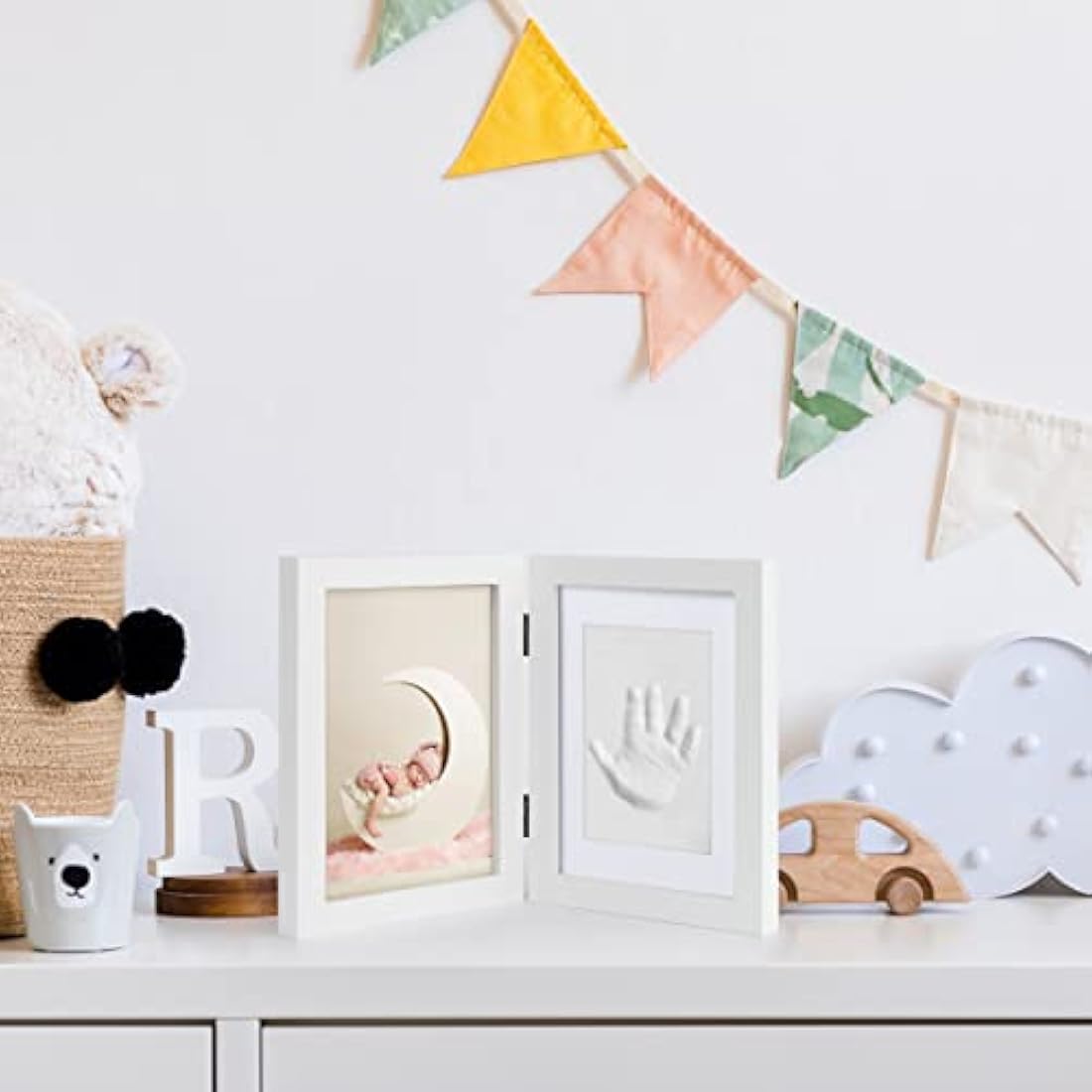 Chuckle Baby Hand and Foot Clay Print Photo Frame Keepsake Kit - White