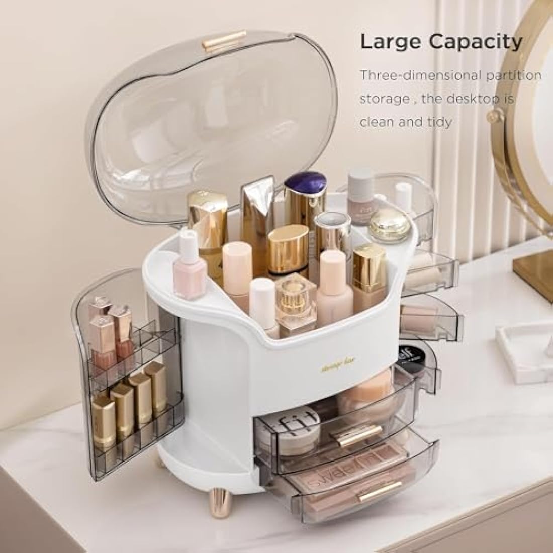 Jolof Store Makeup Organizer – Large Acrylic Skincare Storage Case with Drawers