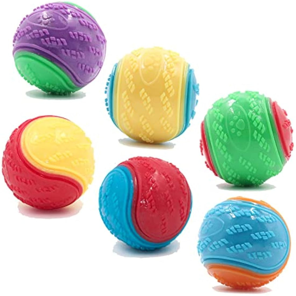 Jolof Store Squeaky Dog Ball 6-Pack – Durable TPR Rubber Teeth Cleaning Toy