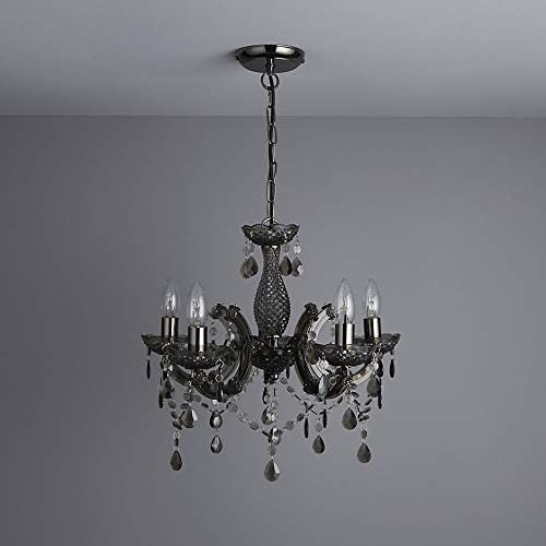 Jolof Store 5-Light Chrome Chandelier | Smoked Acrylic Ceiling Pendant