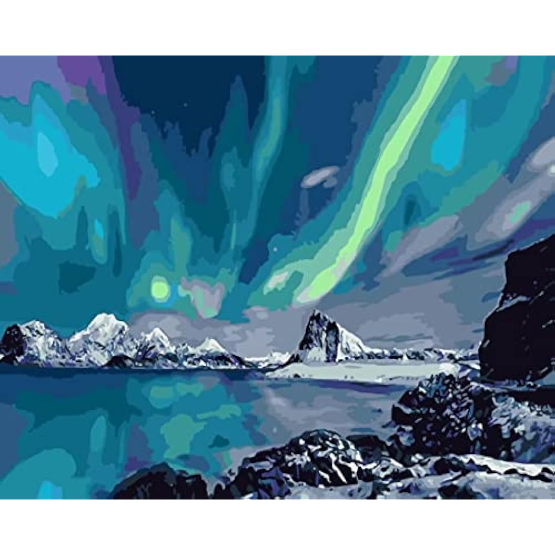 Norway Aurora Paint by Numbers Kit for Beginners - 12x16in
