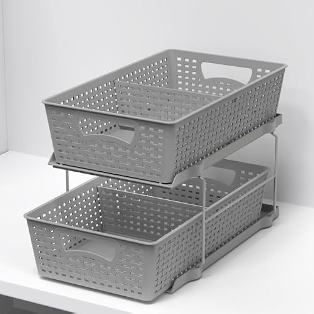Simple Houseware 2-Tier Under-Sink Sliding Drawer Organizer, Grey