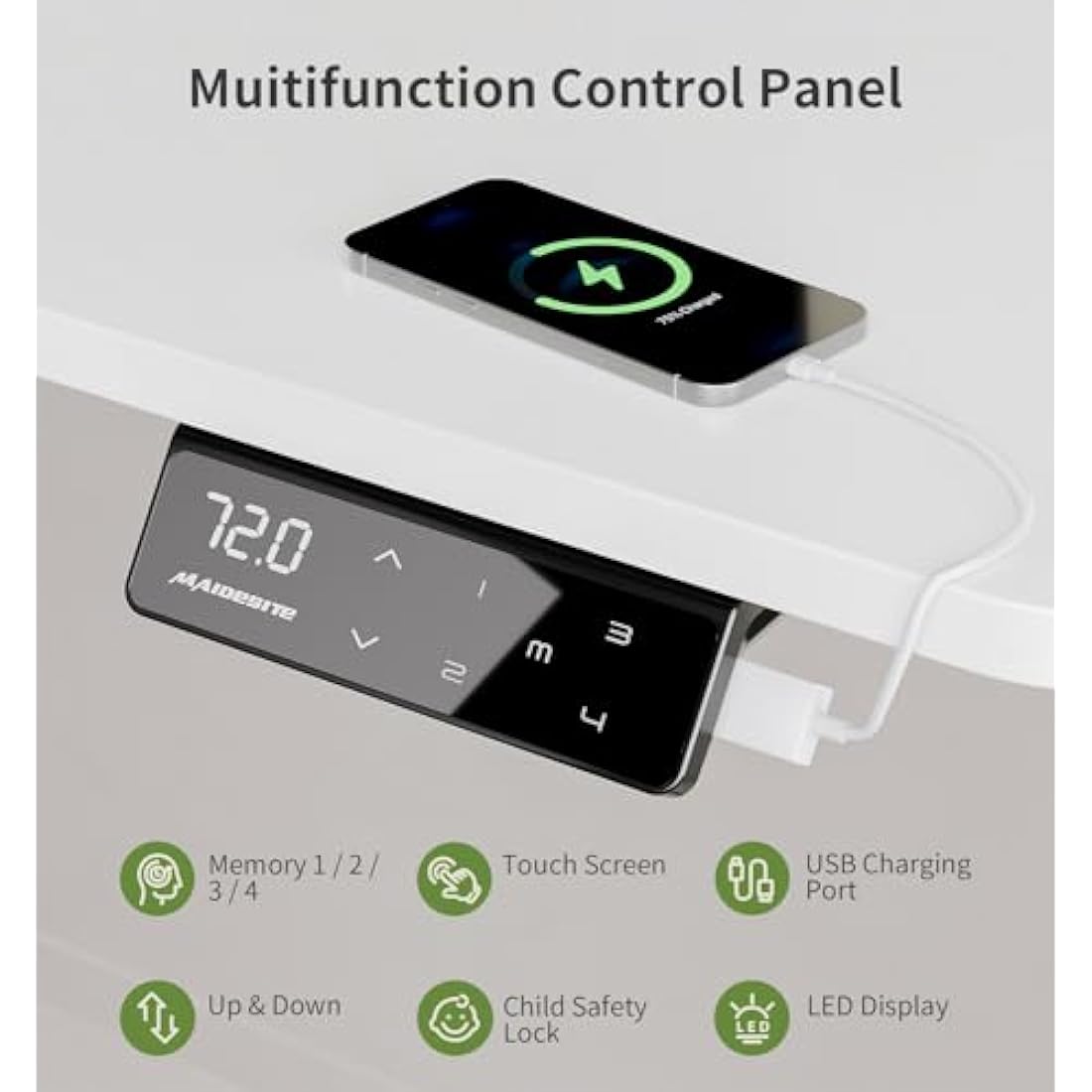 MAIDeSITe Electric Standing Desk – 120x60cm Height Adjustable Desk