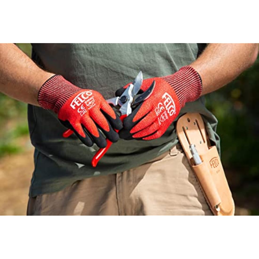 Felco 910+ Leather Holster with Sharpening Tool Pocket | Belt Clip