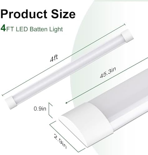Jolof Store 4ft LED Batten Light | 36W 3600lm 4000K Surface Mount - 4 Pack