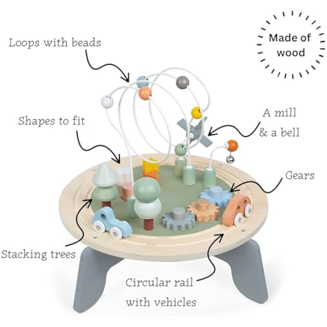 Janod Sweet Cocoon Wooden Activity Table – Toddler Fine Motor Toy