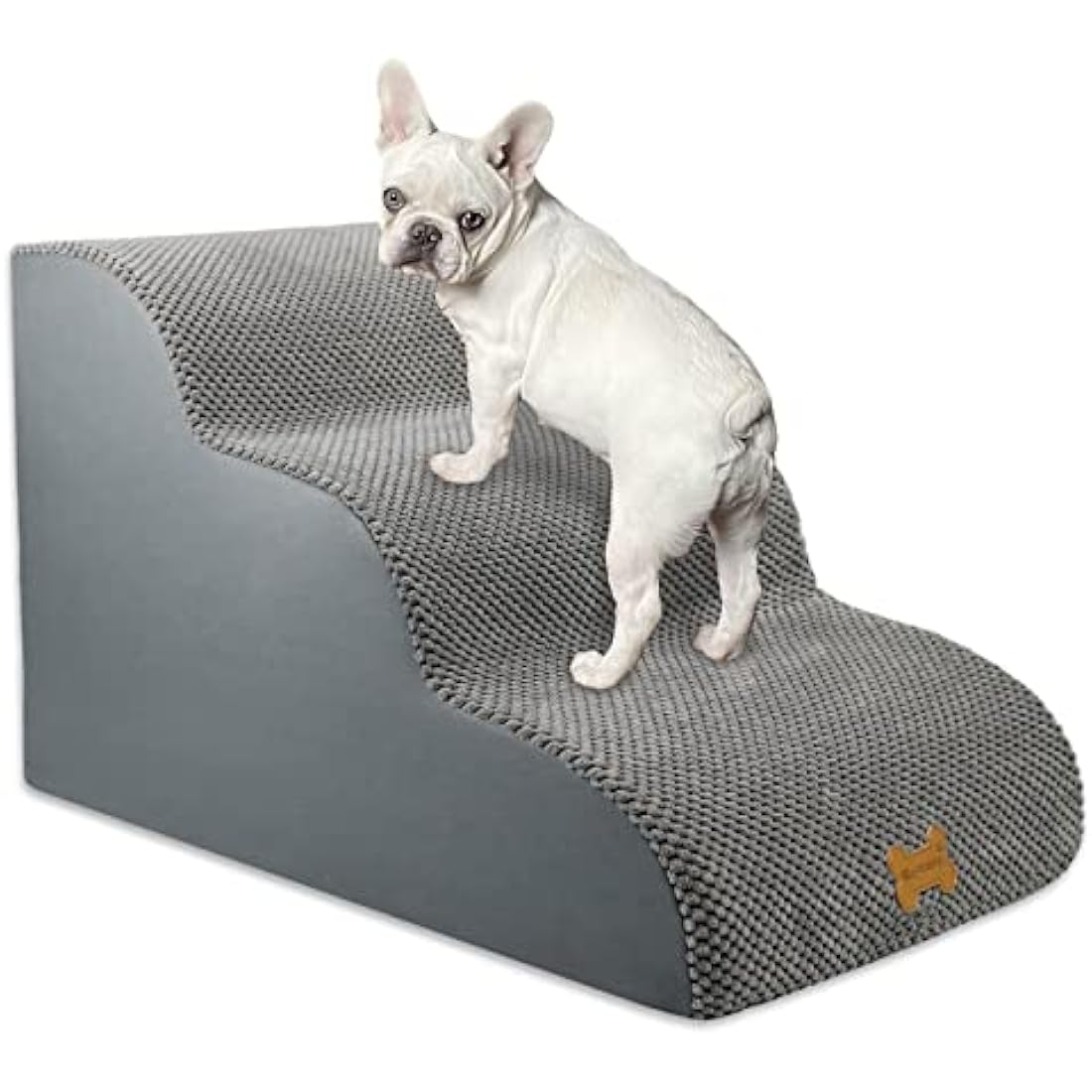 Nepfaivy 3-Step Foam Dog Stairs – Non-Slip Pet Ramp for High Beds