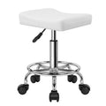 KKTONER Square Rolling Stool PU Leather Height Adjustable Swivel Massage SPA Salon Stools Task Chair with Wheels White