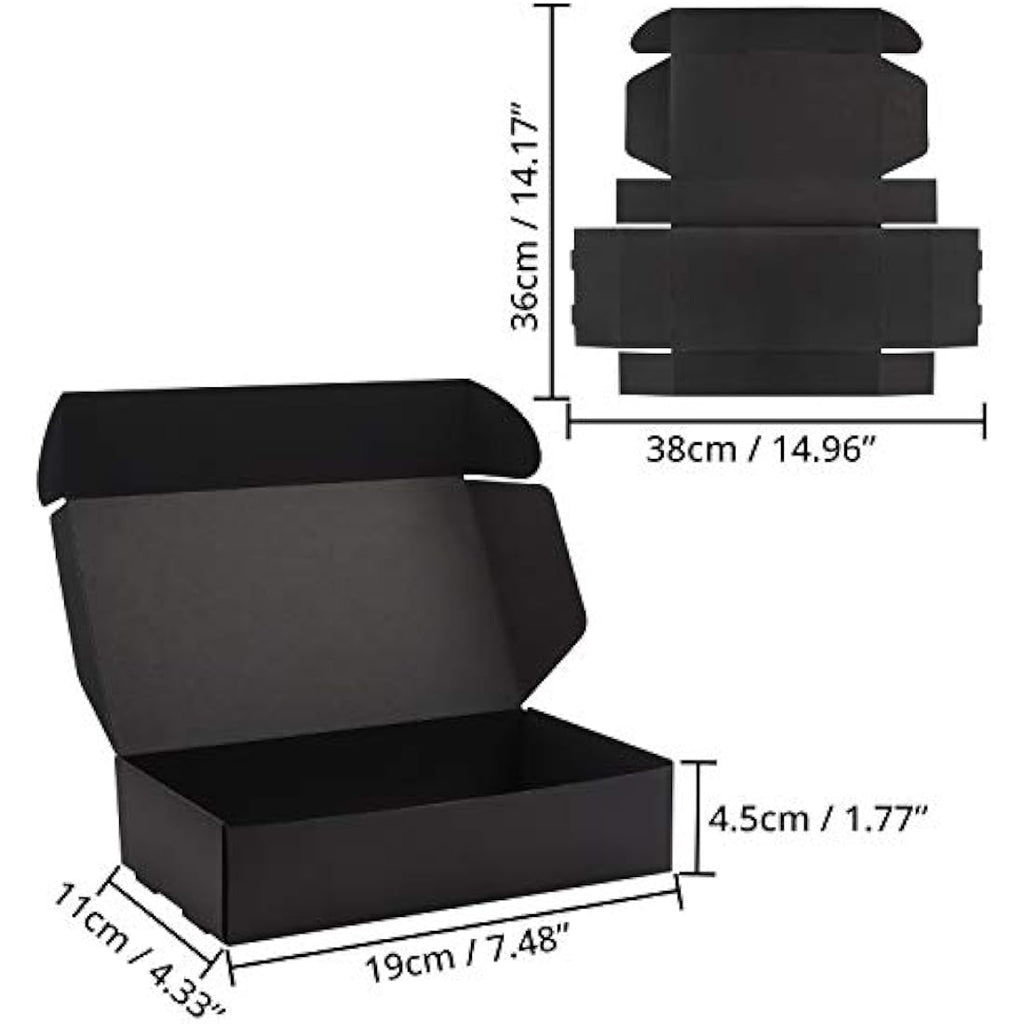 Kurtzy Black Kraft Gift Boxes - 50 Pack Rectangle Presentation Boxes