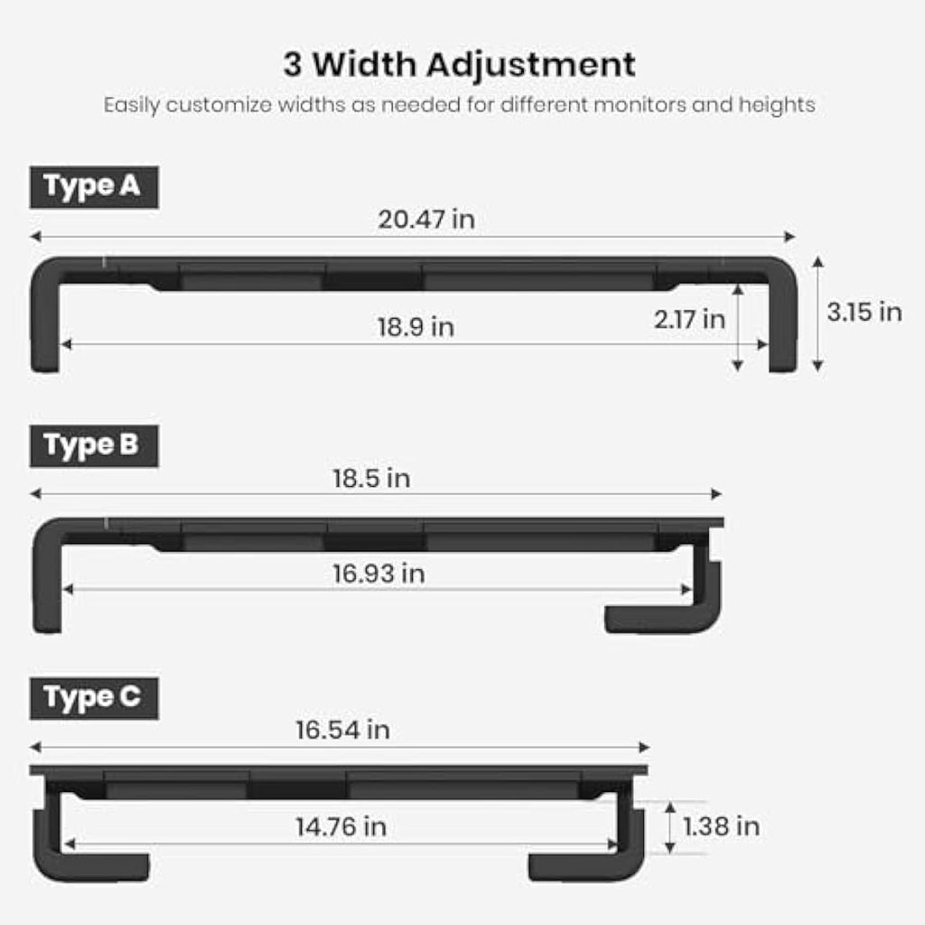 Klearlook Foldable Monitor Stand – Adjustable Riser with Drawer | Black