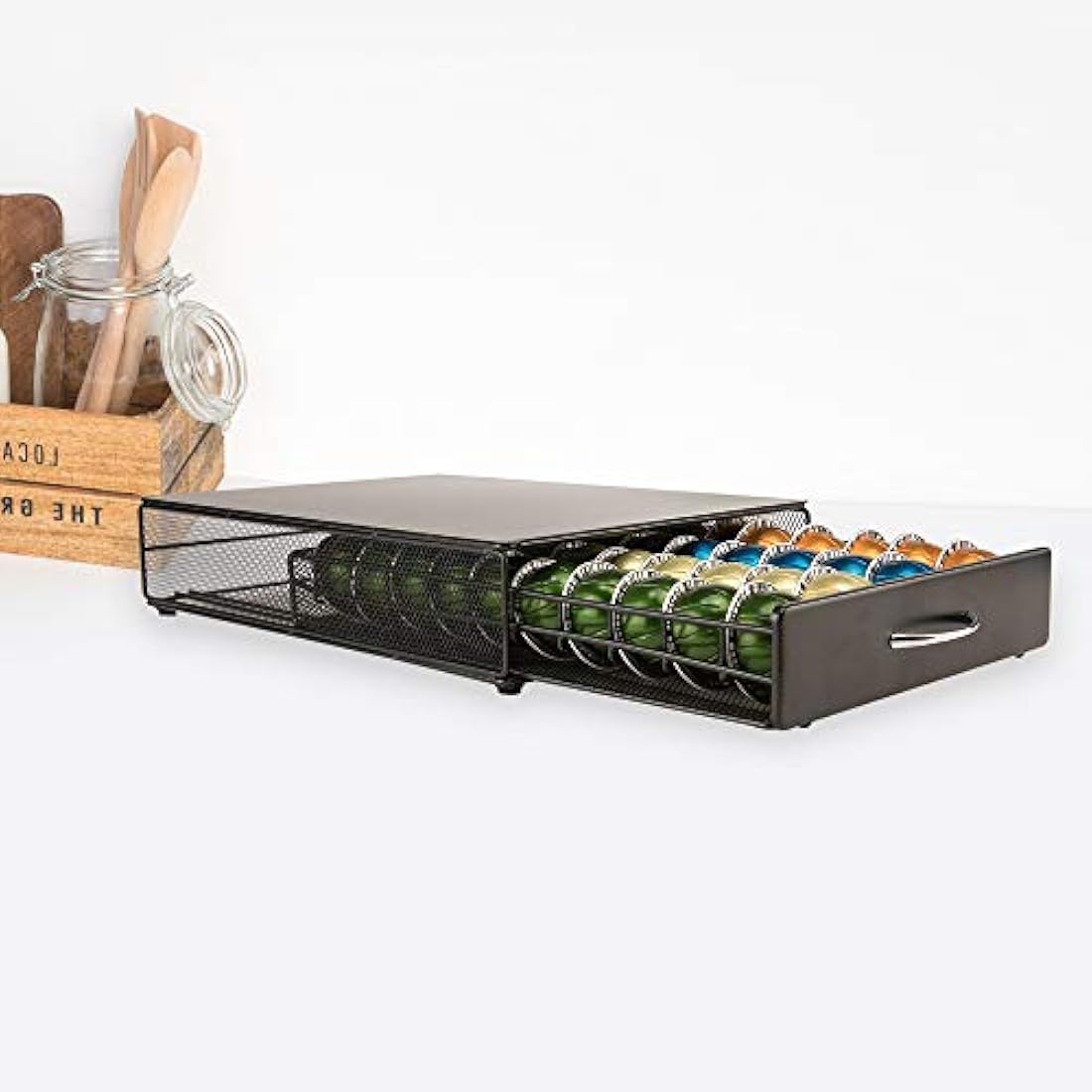 HiveNets Nespresso Vertuoline Capsule Drawer – 40 Pod Metal Storage