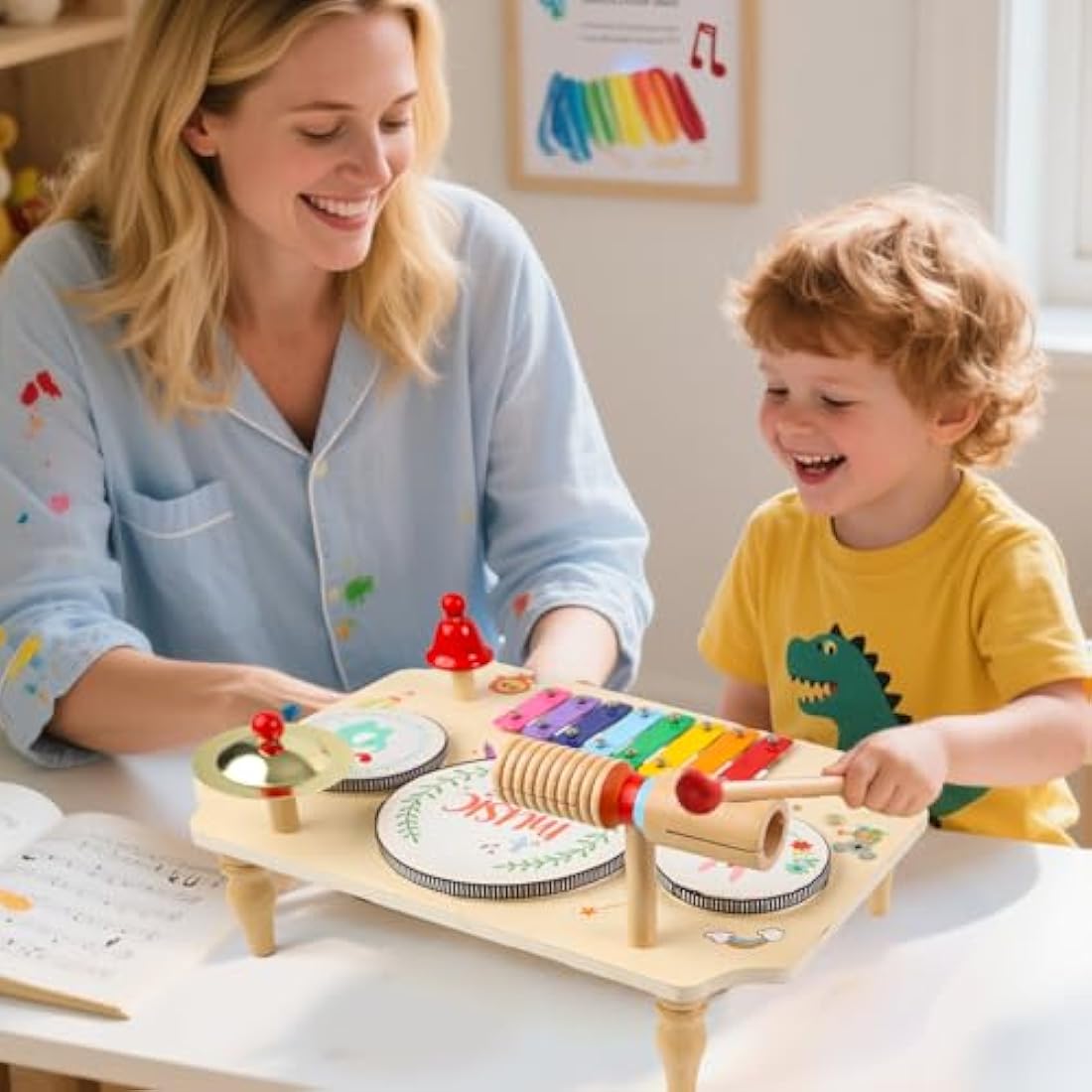 Jolof Store Wooden Kids Drum Kit | 11-in-1 Montessori Musical Toy Set