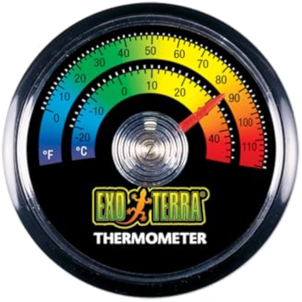 Exo Terra Dial Thermometer – Terrarium Temperature Monitor, Black & Gray
