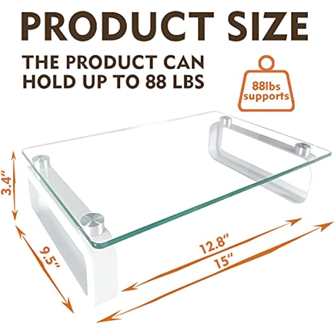 Hemudu Tempered Glass Monitor Stand Riser – Clear Desktop Laptop Stand