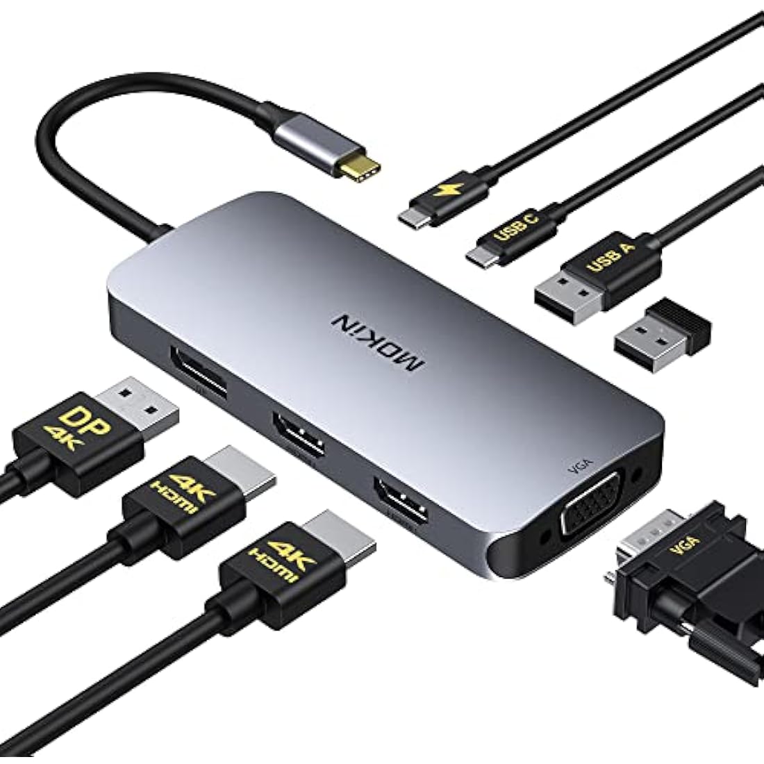 MOKiN 8-in-1 USB C Docking Station – Dual HDMI & DisplayPort 100W PD
