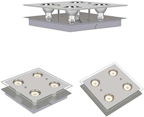 HiBay Modern 4-Way LED Ceiling Spotlight | Chrome Square Flush Light
