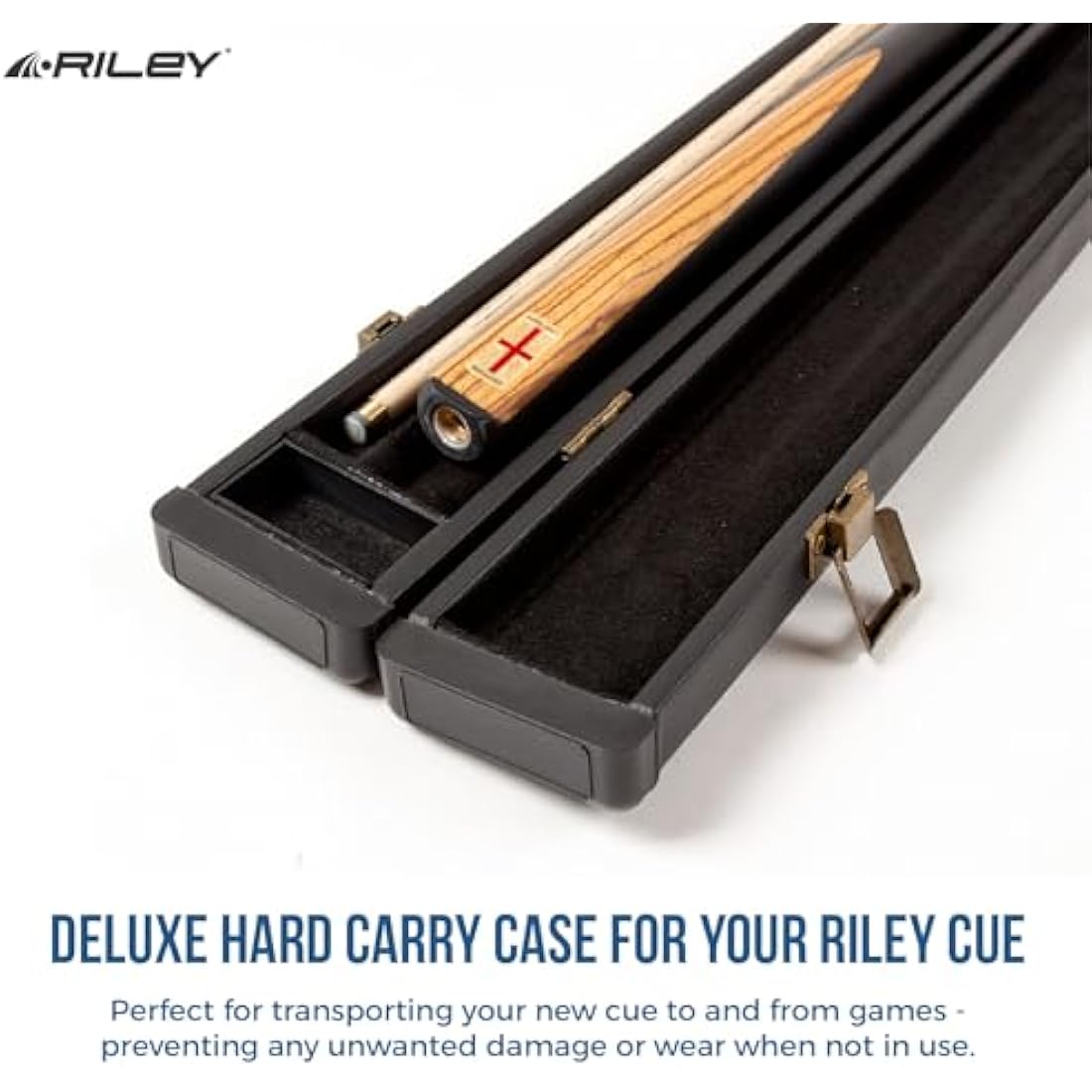 Riley England 3/4 Snooker Cue | Hand Spliced Ebony & Ash with Hard Case