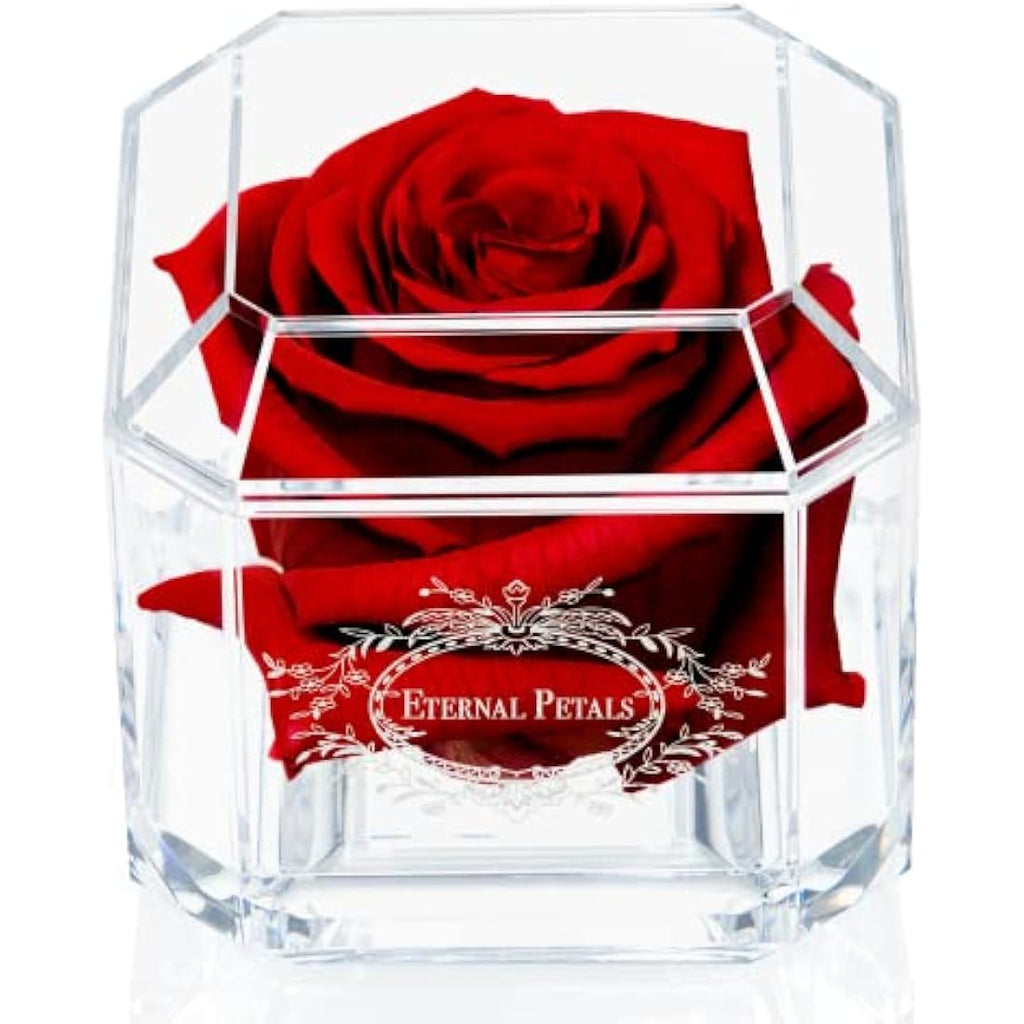 Eternal Petals Preserved Real Rose – Deep Red Infinity Rose in Gift Box