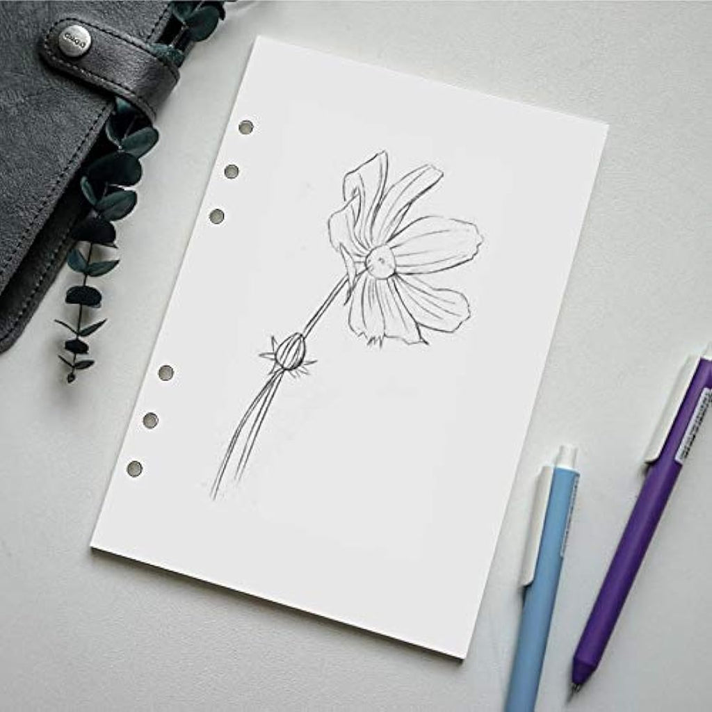 Nokingo A5 Blank Refill Paper | 6-Hole Loose Leaf 100gsm White, 100 Sheets