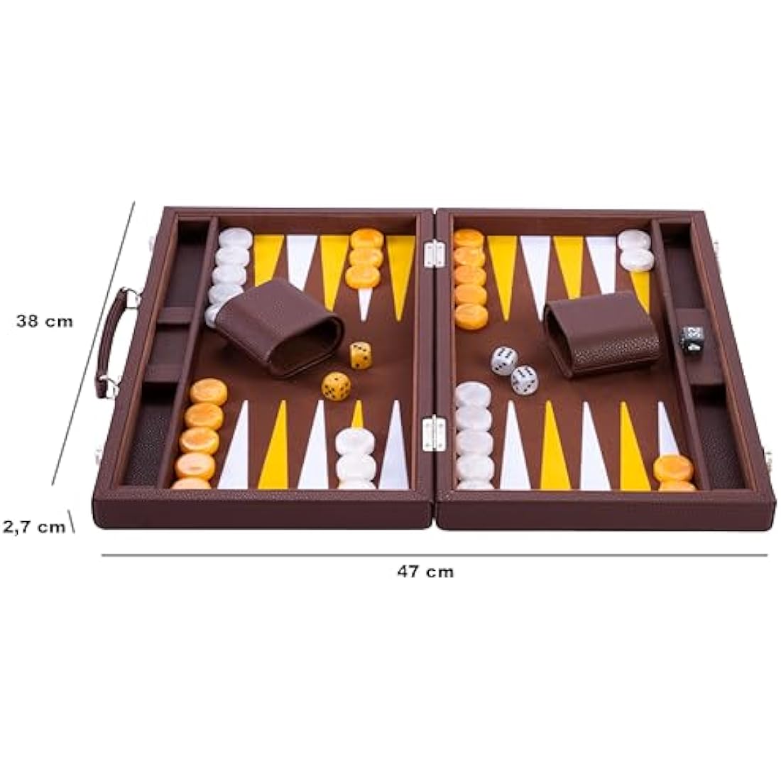 Engelhart Luxury 15" Backgammon Set | Faux Leather Travel Suitcase