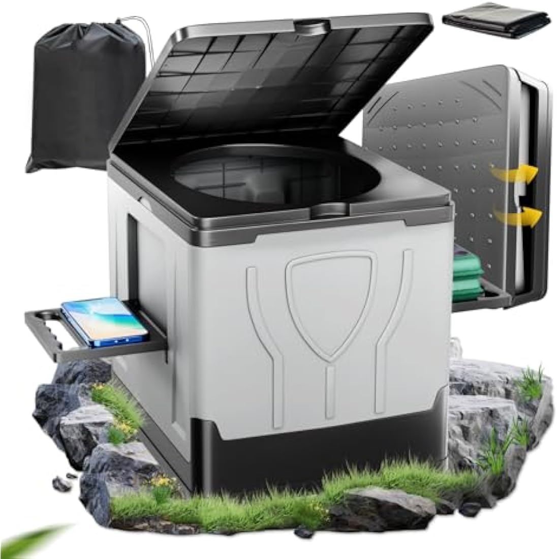 Congumi Portable Folding Camping Toilet with Paper and Phone Holder