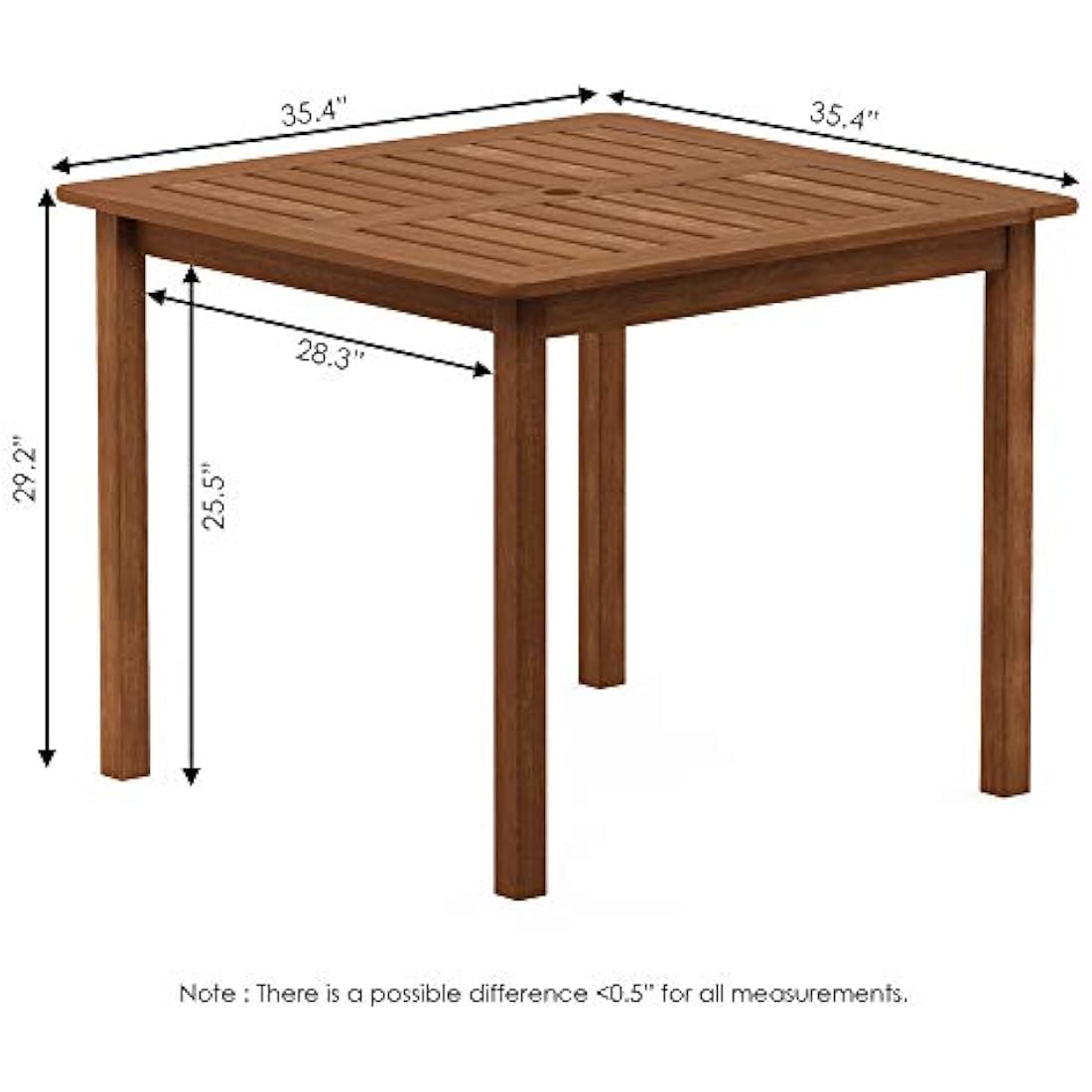 Furinno Bermuda Square Outdoor Dining Table - Meranti Wood Teak Oil