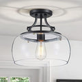 Wuzups Industrial Round Glass Chandelier – Black Farmhouse Ceiling Light