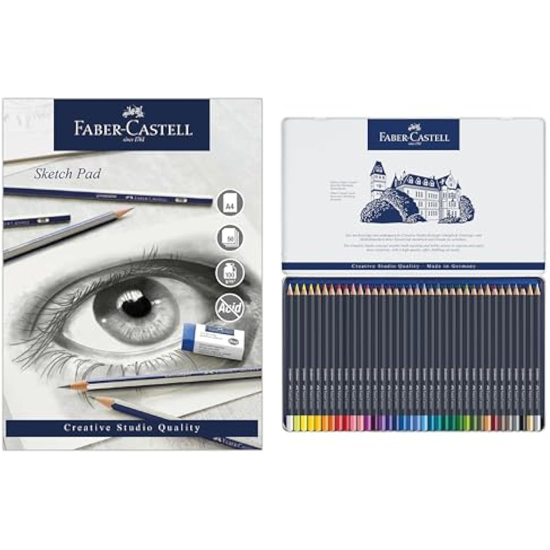 Faber-Castell Goldfaber Colour Pencil Set of 36 with A4 Sketch Pad