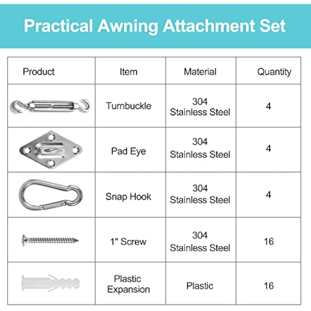 Shade Sail Hardware Kit – Heavy Duty Stainless Steel M5 Set