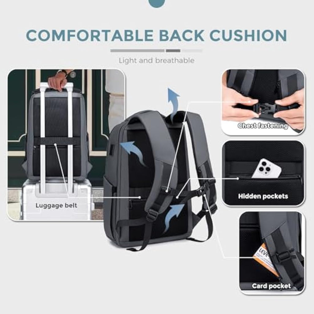 Fenruien 15.6" Business Laptop Backpack | Anti-Theft 1800D Water-Resistant