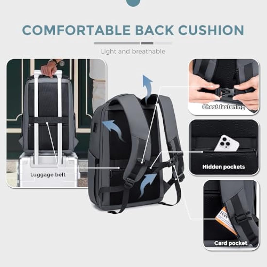 Fenruien 15.6" Business Laptop Backpack | Anti-Theft 1800D Water-Resistant